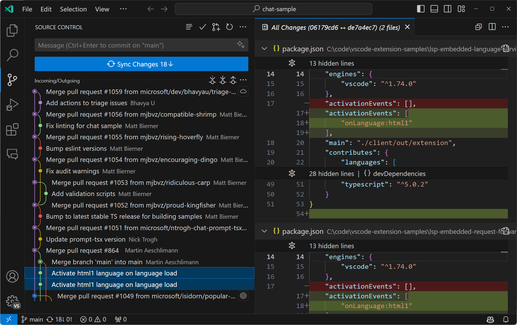 Income and Outgoing Git Changes