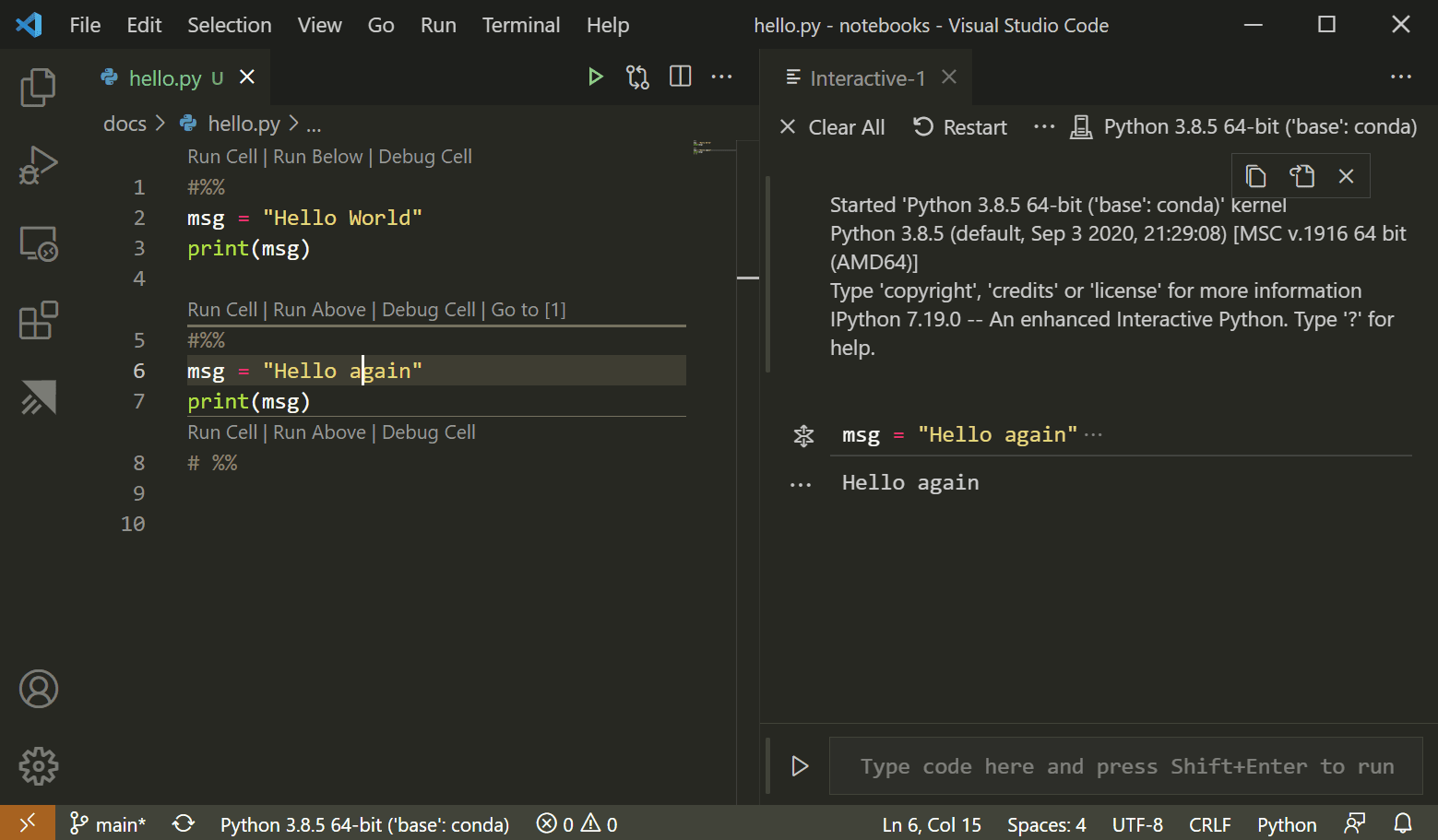 Python Interactive Window in VS Code